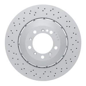 Porsche Cayman Brake Rotor (1) - Left Front - R1 Concepts - Drilled Carbon Alloy GeoMET - `16-`23